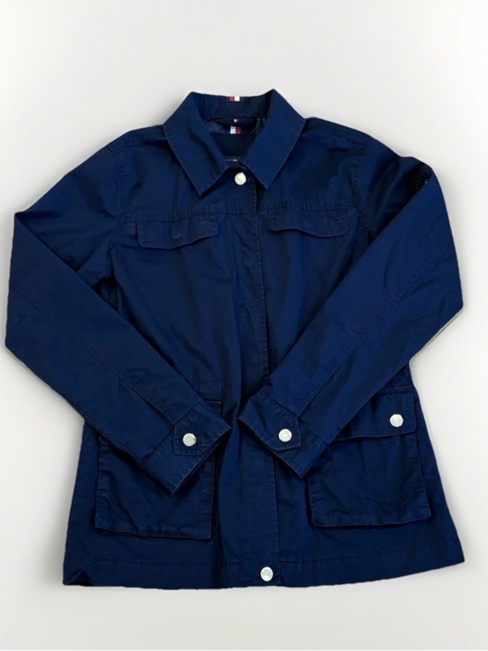 Tommy Hilfiger Utility Jacket In Navy With Gold Snaps Women's Size XS
